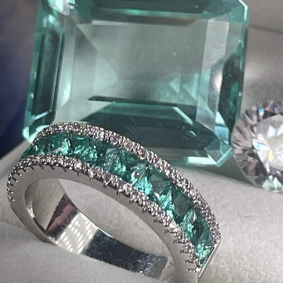 3CT Tourmaline ,Indicolite , Silver 925 ring - Picture 1 of 14